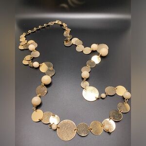 Rose Gold Metal Disc Beaded Necklace 20”
